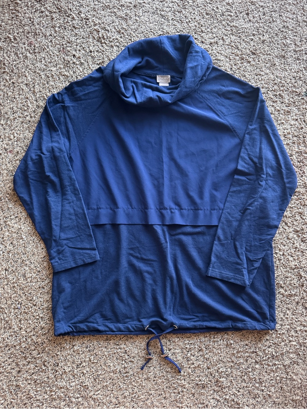 Chico’s Zenergy Royal Blue Cowl Neck Pullover Women’s Size 1